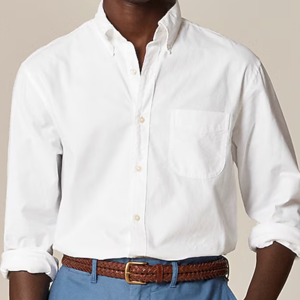 J Crew Broken-In Oxford Shirt Slim Fit - White - Large